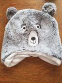 Bonnet chaud ours gris