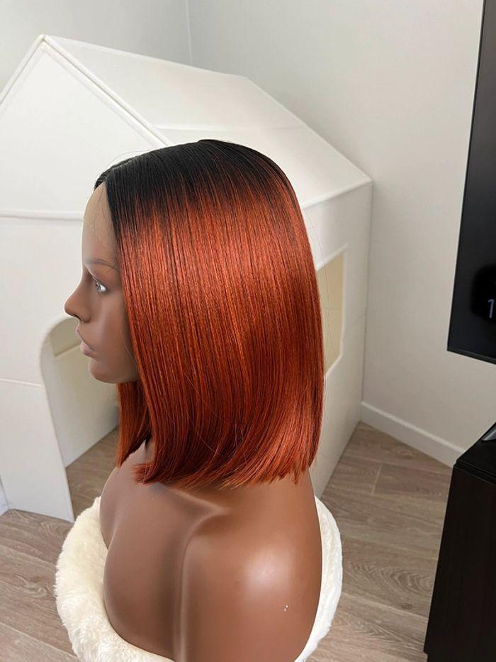 Perruque bob lace front 2 tons rousse noire - photo numéro 11