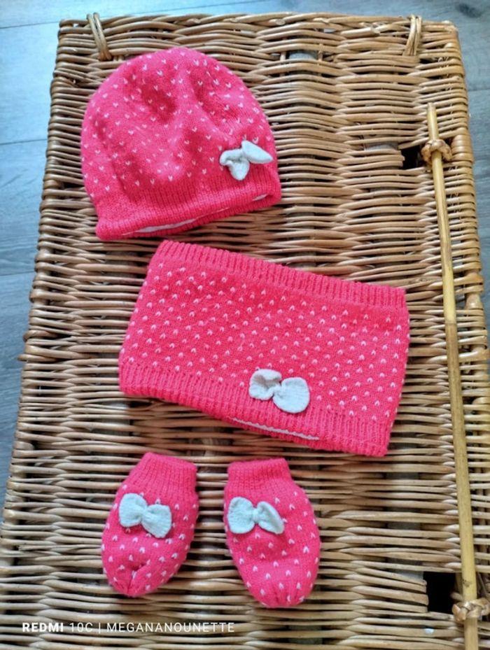 🦋 Ensemble bonnet gants tour de coup snood 2 ans -24 mois Boutique Parisienne - photo numéro 2