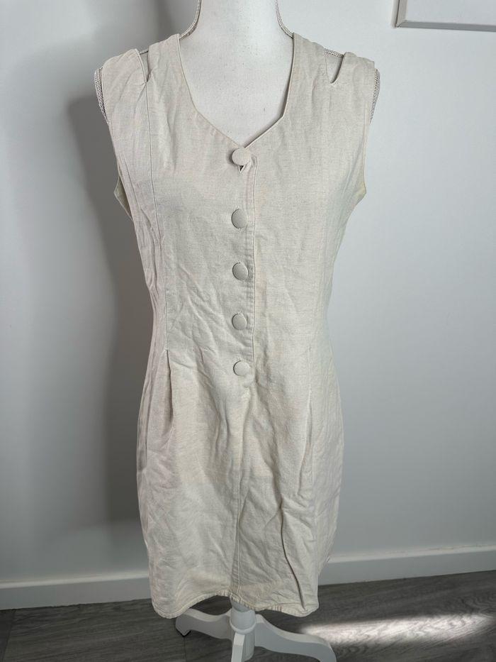 Robe en lin beige crème Vintage T42 XL - photo numéro 1