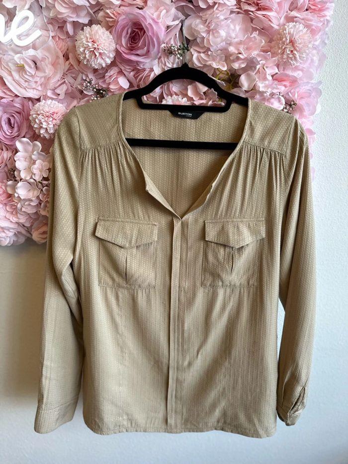 Blouse Burton beige à motifs, taille M - photo numéro 1