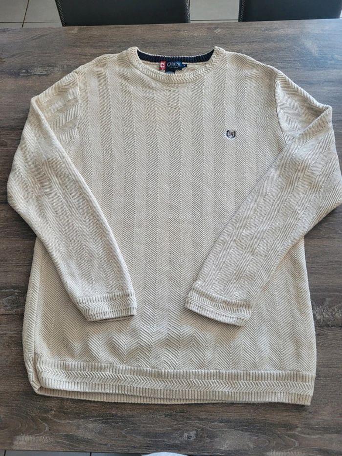 Pull Vintage Chaps Ralph Lauren Vintage Xl Beige Logo Brodé rétro - photo numéro 1