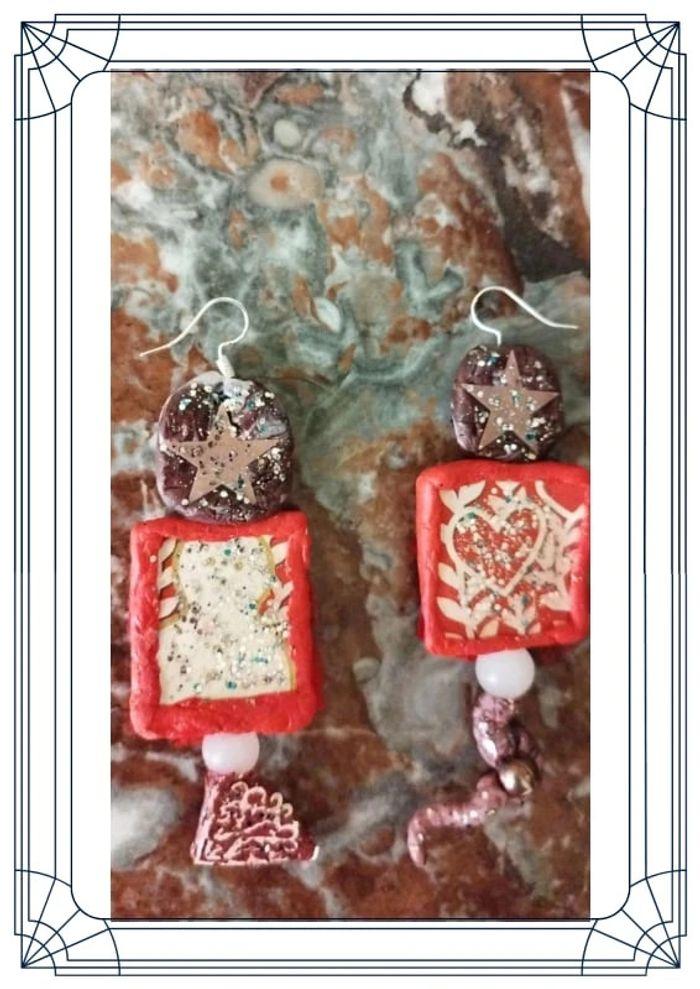 Boucles d'oreilles earrings noël christmas rouge - photo numéro 8