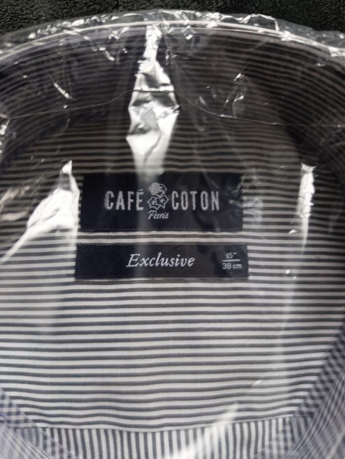 Chemise café coton 38 slim, sous plastique. - photo numéro 4