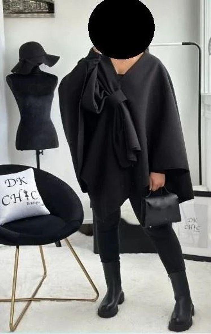 Poncho chaud ultra doux noir 🌹 - photo numéro 2