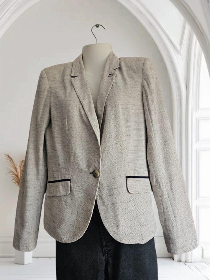 Blazer beige avec coudière marine - Grain de Malice - photo numéro 2