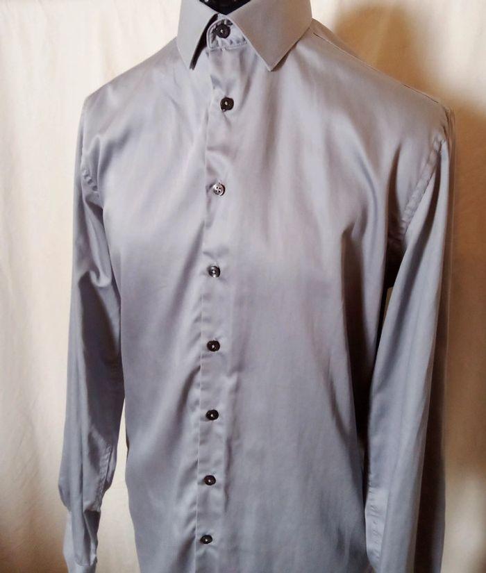 Chemise grise satin homme Izac taille S - photo numéro 1