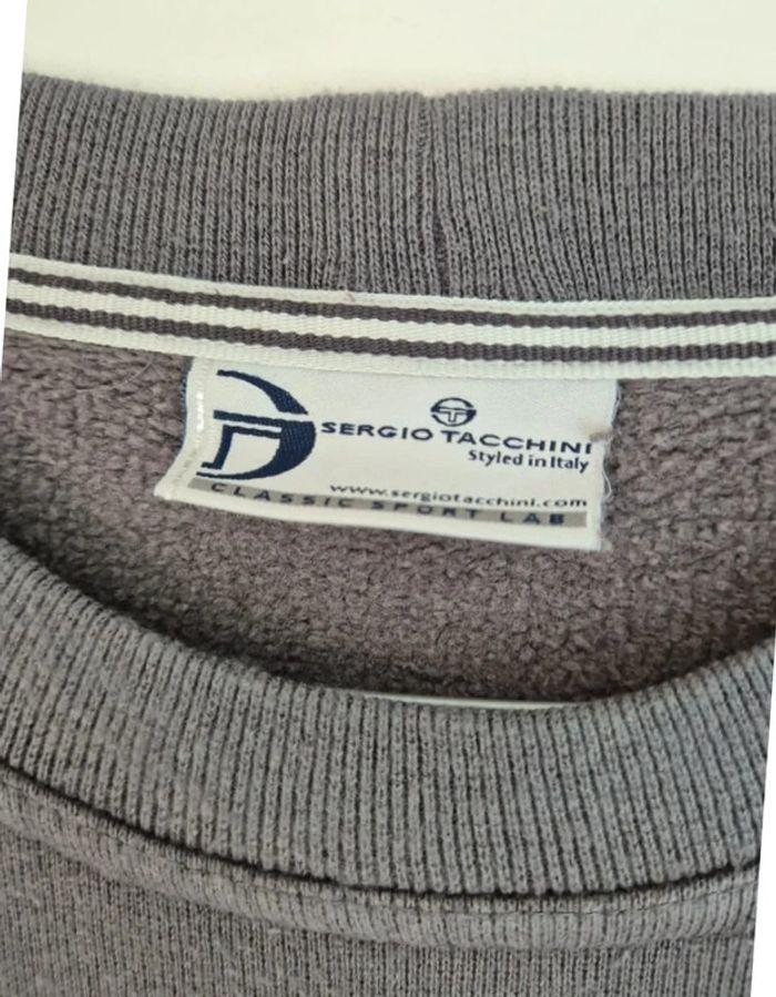 Sweat Sergio Tacchini Vintage logo brodé gris taille L - photo numéro 3