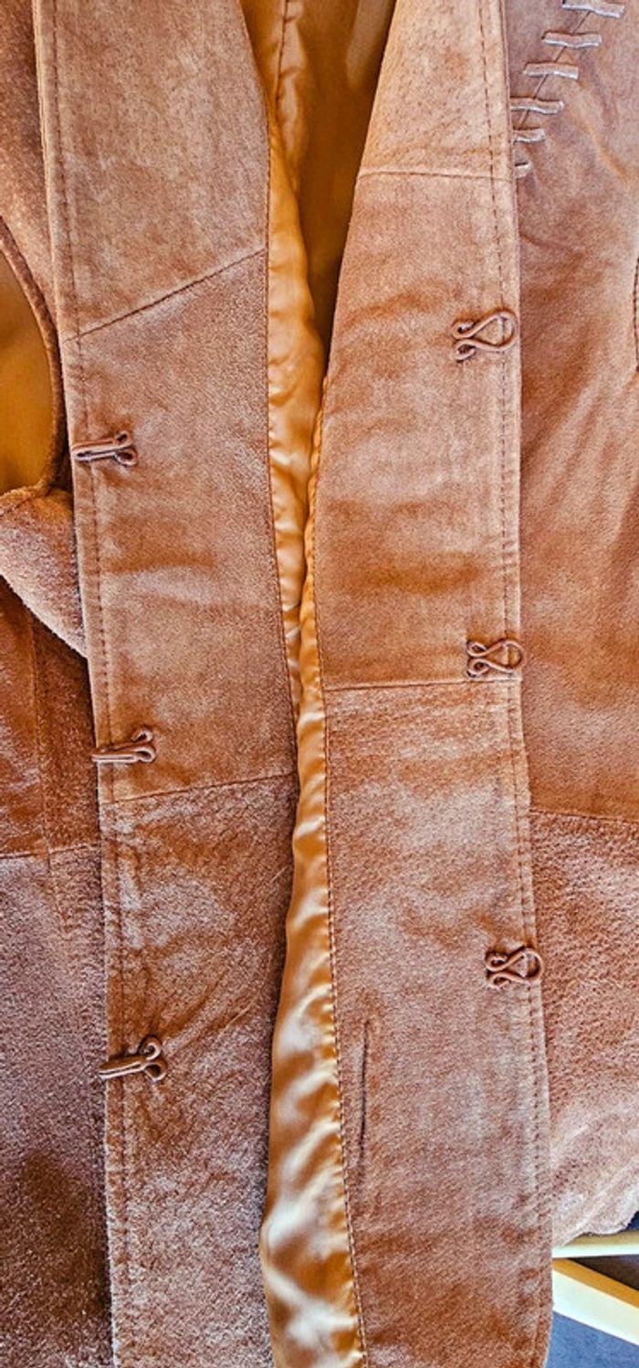 Gilet marron vintage 100% cuir leather - photo numéro 4