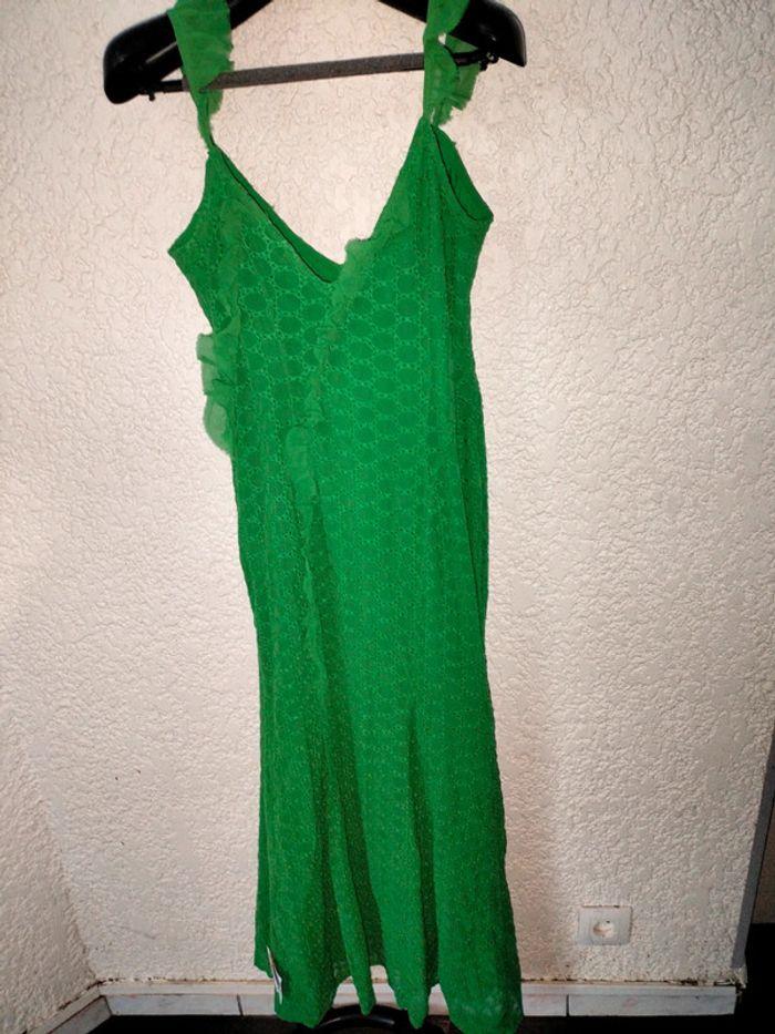 Robe longue verte en mousseline et broderie anglaise neuve taille 36 - photo numéro 1