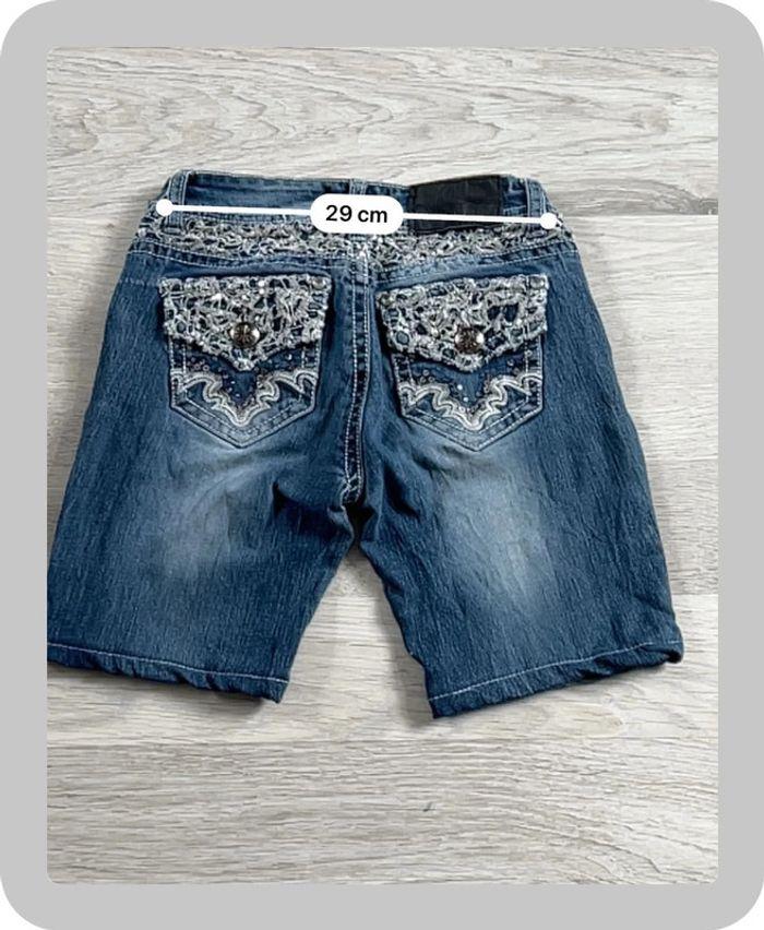 🩳 Short vintage brodé en jean  Bleu Taille XXS 🩳 - photo numéro 3