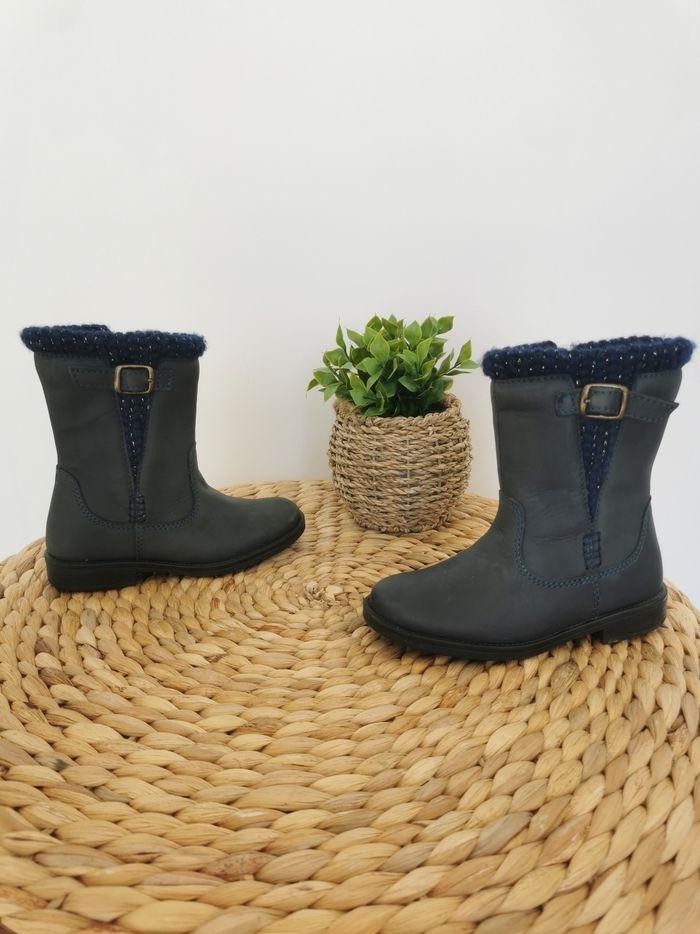 Bottes en cuir effet tricot Vertbaudet Pointure 26 - photo numéro 1