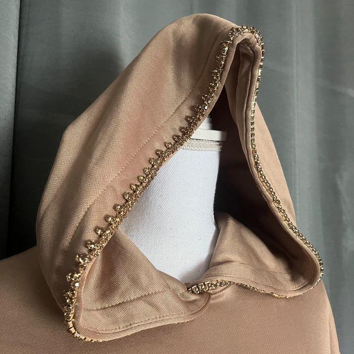 Sweat à capuche beige / marron avec strass neuf - photo numéro 2