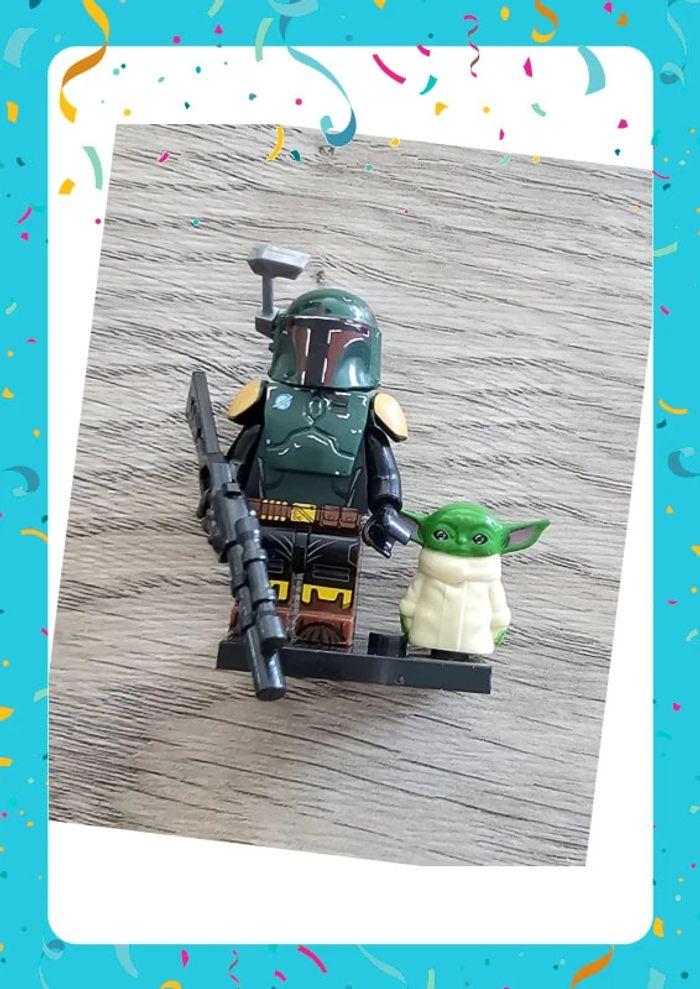 Minifigurine Star Wars : Boba Fett + bébé Yoda (compatible Lego)