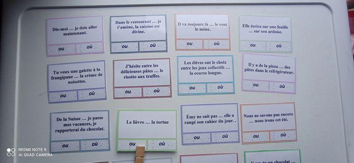 Jeu cartes à pince homophones ou où - photo numéro 2