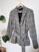 Veste Blazer à carreaux femme tartan tweed ceinturé Vero Moda M 38