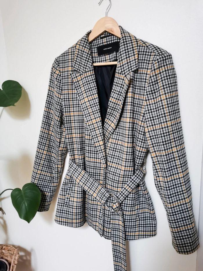 Veste Blazer à carreaux femme tartan tweed ceinturé Vero Moda M 38 - photo numéro 1