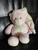 Doudou ours rose avec bonnet blanc GIPSY