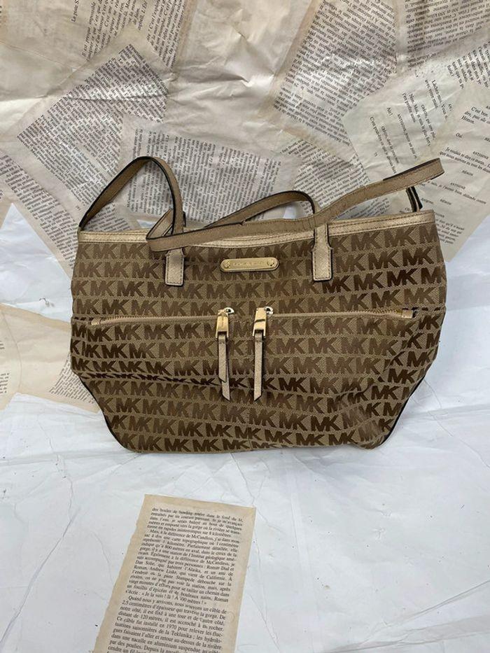 Sac en toile avec motif luxueux Michael Kors doré marron - photo numéro 2