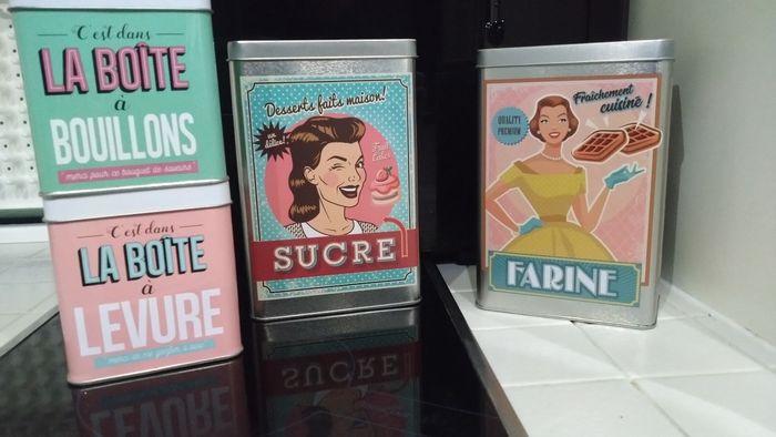 Lot de boîtes fer rétro Farine Sucre vintage - photo numéro 1