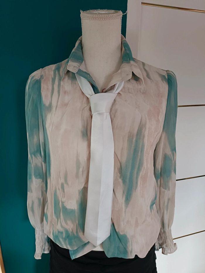 Chemise fluide tie and dye écru turquoise beige taille S majolica - photo numéro 15