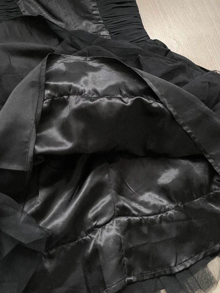 Robe noire bi texture effet satin/ tuile - photo numéro 4