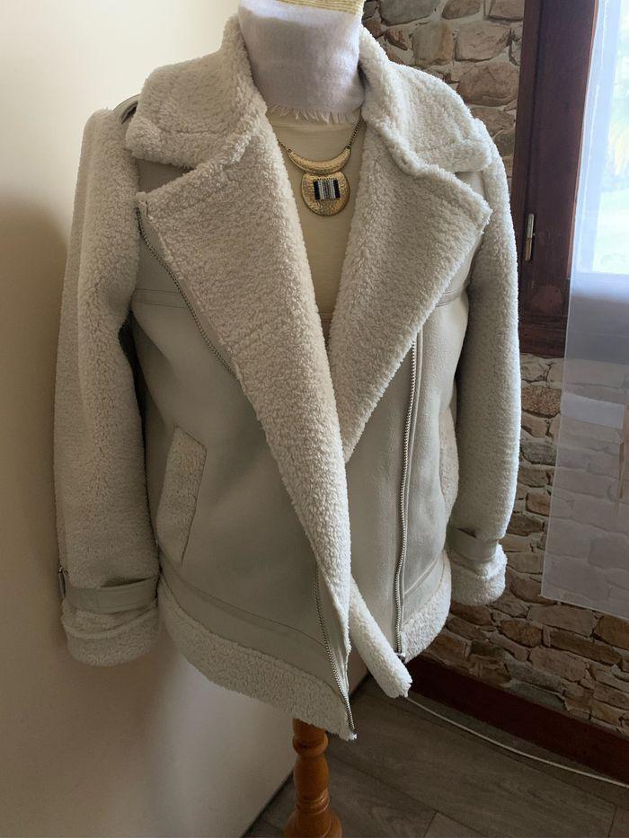 Veste perfecto simili daim et mouton beige 38 - photo numéro 1