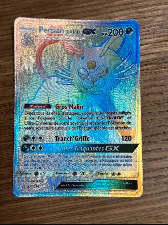 Carte Pokémon Secrète Persian d’Alola GX 257/236 Éclipse Cosmique - photo numéro 1