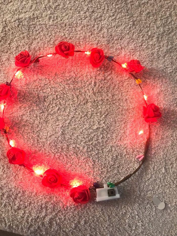 Diadème à fleurs rouge avec led 3 fonctions - photo numéro 4