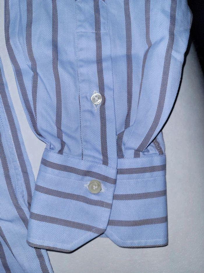 Chemise Gheradi rayée bleue vintage homme taille 42 en très bon état - photo numéro 4