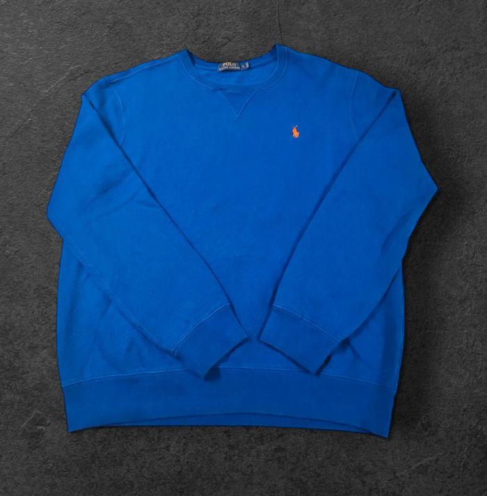 Sweat Crewneck Polo Ralph Lauren Taille L Bleu Logo Brodé Superbe état - photo numéro 1