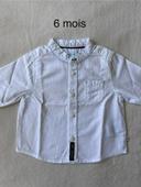 Chemise blanche manches longues garçon 6 mois