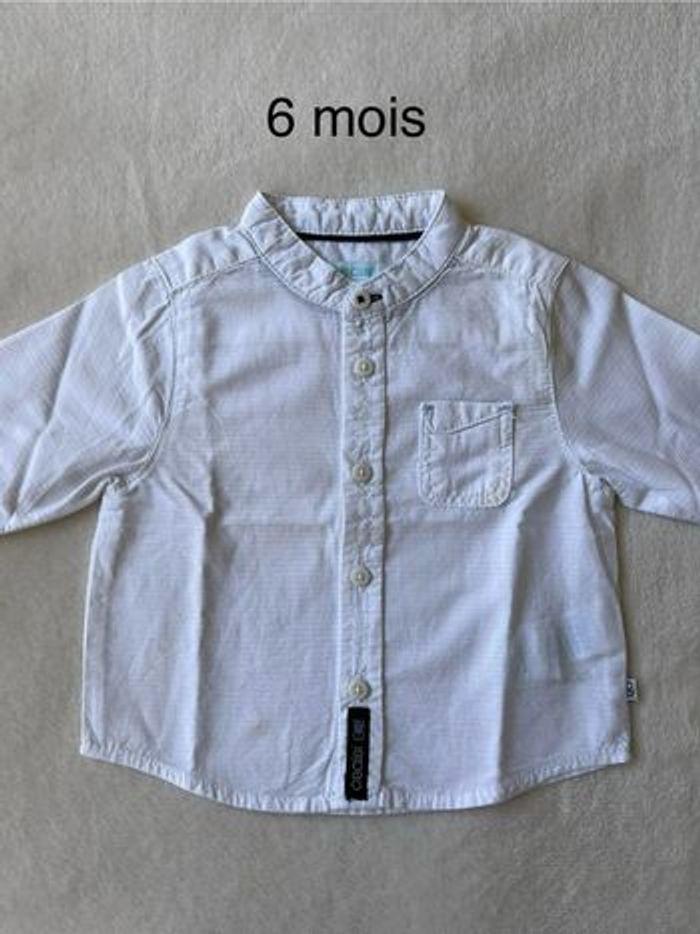 Chemise blanche manches longues garçon 6 mois - photo numéro 1