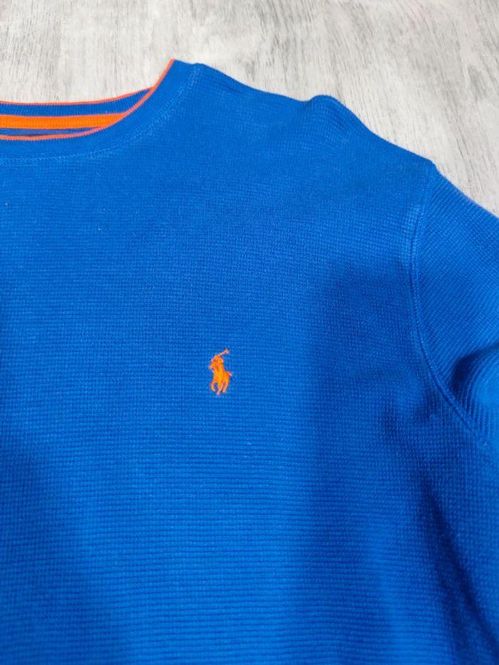 Pull Ralph Lauren Nid D'abeilles Bleu Logo Brodé Orange Taille L Homme - photo numéro 5