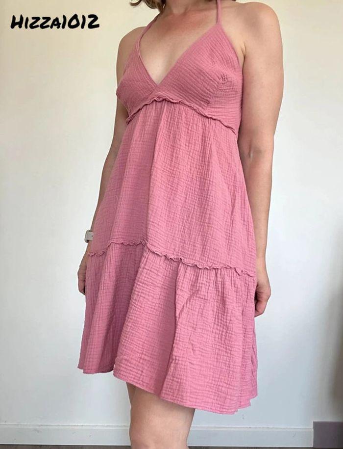 Robe gaze de coton rose taille unique (34/36/38/40/42)💖 - photo numéro 1