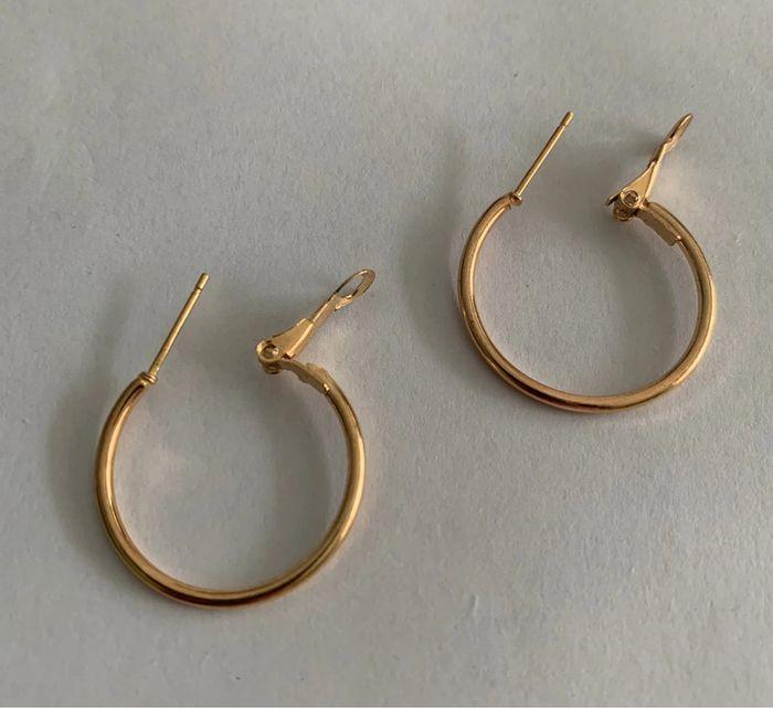 Boucles d’oreilles créoles fines en acier inoxydable doré 24 mm - photo numéro 4