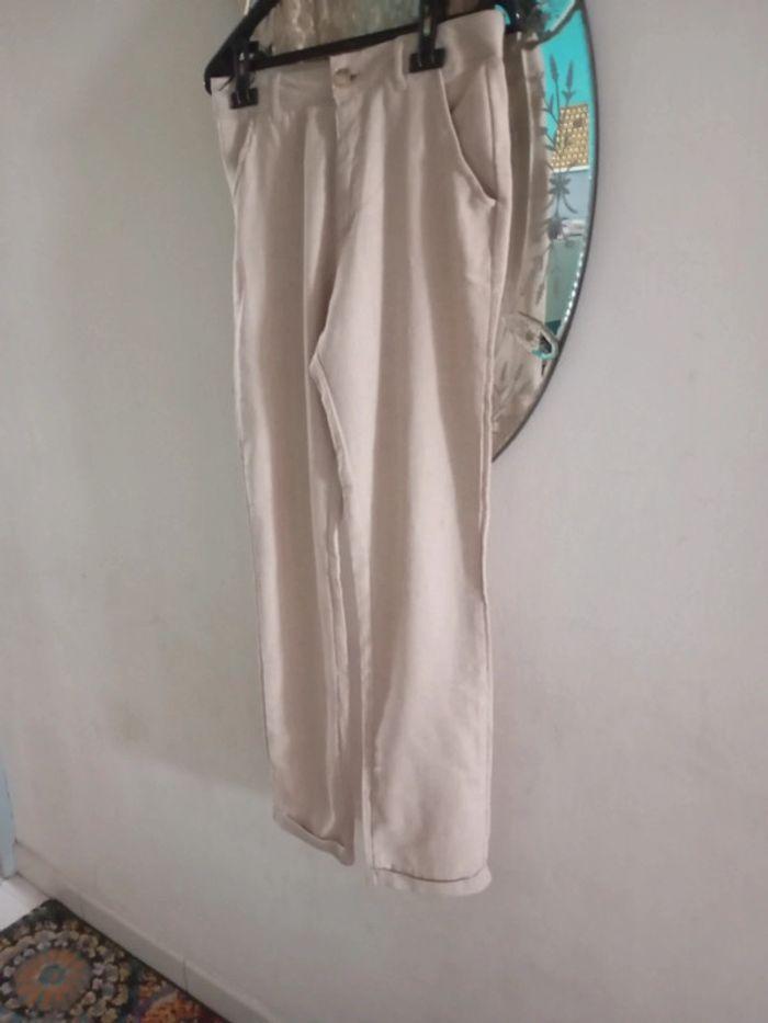 Pantalon ado lin beige neuf t 13;14 - photo numéro 1