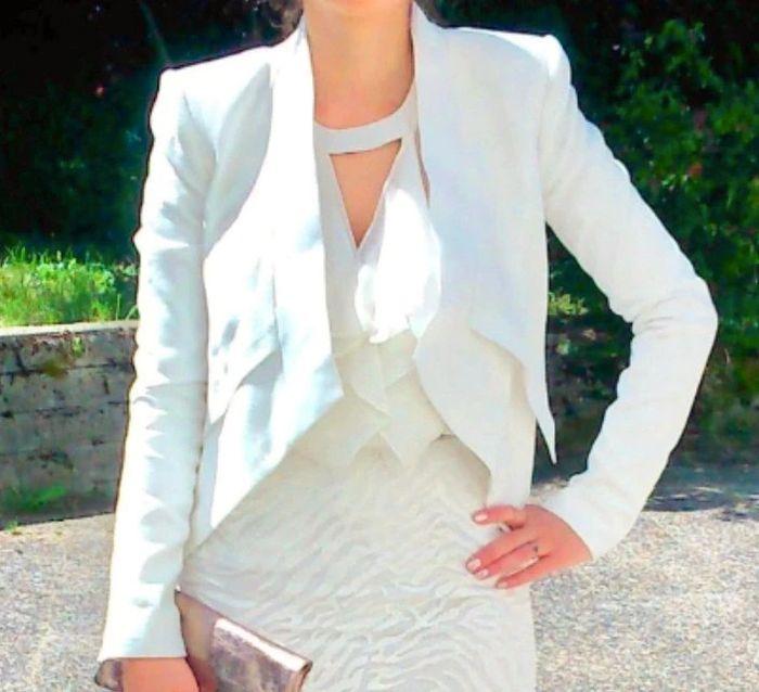 Veste BCBG Blanc cassé asymétrique xxs 34/36 - photo numéro 7