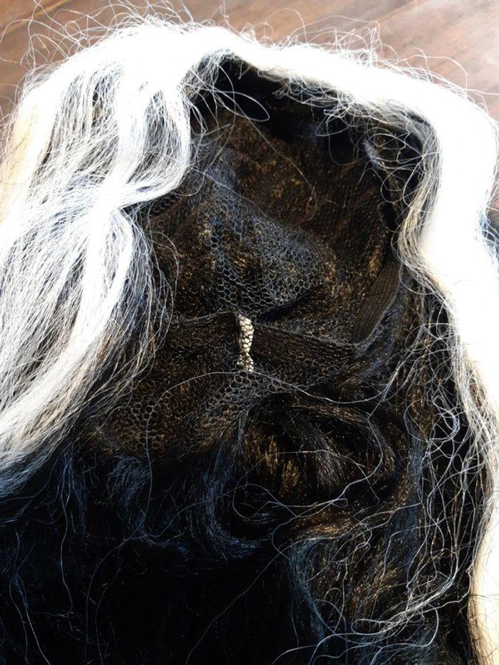 Perruque de sorcière  cheveux long noire et blanche  avec résille élastique - photo numéro 13