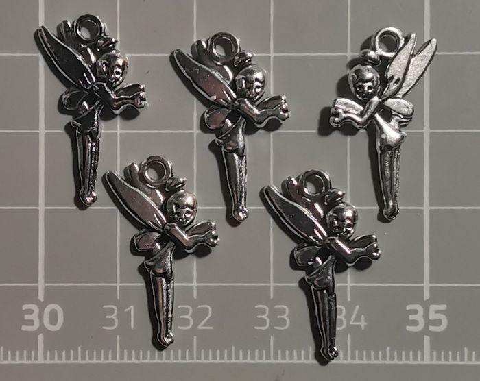 5 x pendentifs "Fée clochette de profil" en métal argenté - photo numéro 2