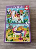 Lot de 2 puzzles licornes 20 pièces educa