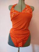 Maillot de Bain 2 pièce Orange blanc Taille L