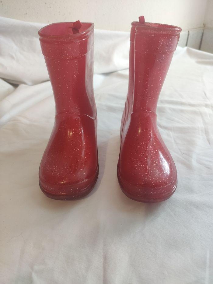 Bottes de pluie rouge brillantes 23 très bon état - photo numéro 2