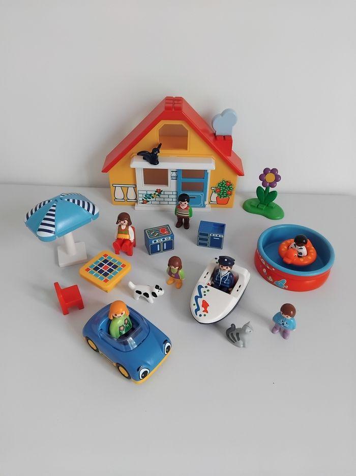 🏡 Playmobil 123 Maison de Vacances Piscine Voiture Bateau 9527 - photo numéro 1