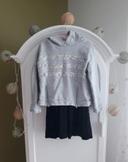 Robe sweat gris strass et noir IKKS 6 ans