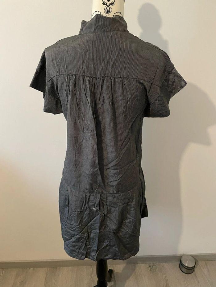 Robe chemise gris rayé noir à manches courtes tolentino taille S - photo numéro 6