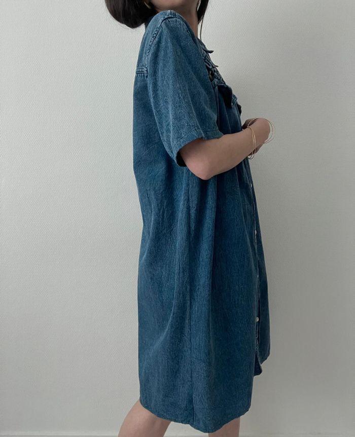 Robe chemise denim ajouré - photo numéro 7