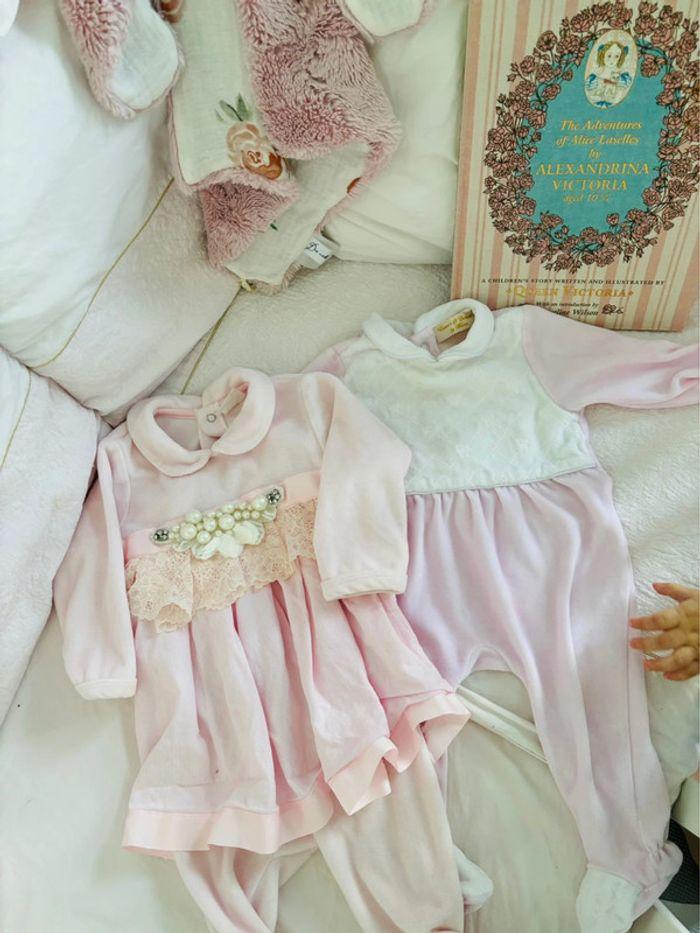 Ensemble créatrices pyjamas velours bébé fille Marinette Tutubodybandeaux 3 mois