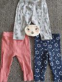 Lot de 3 jolis leggings bébé fille 6 mois :)