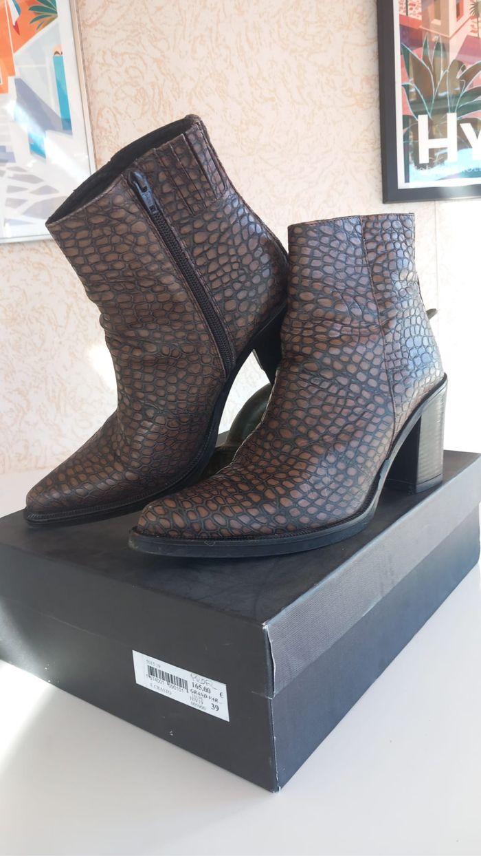 Bottines cuir écailles marron 39 - photo numéro 1